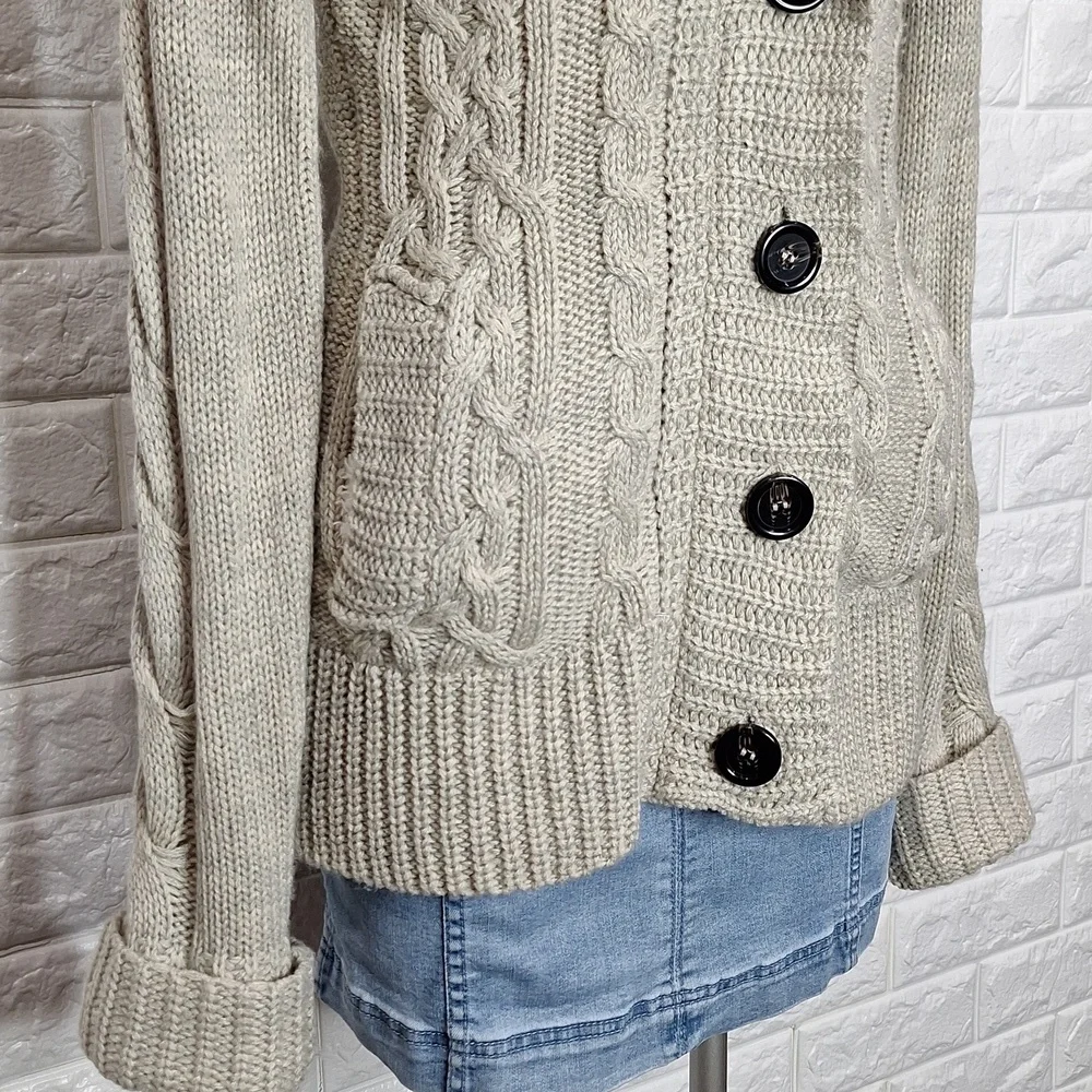 CI SONO by CAVALINI Chunky Crochet Sherpa Lined Zip Up and Button Jacket…